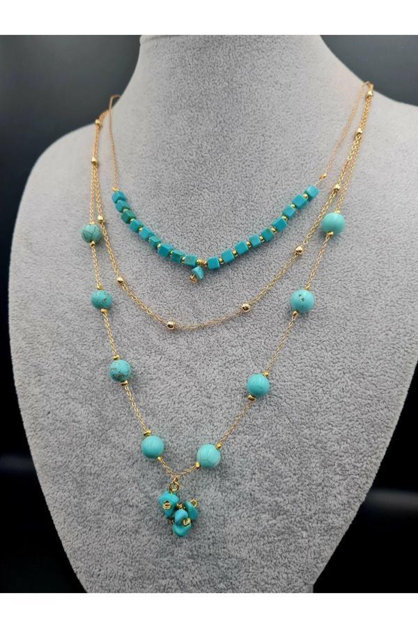 Sertifikalı Turkuaz Doğal Taş Kolye Özel Tasarım El Yapımı Kolye - Image 1