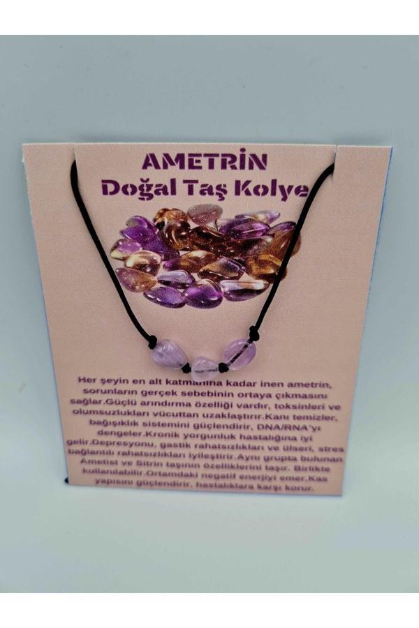 Sertifikalı Doğal Taş Ametrin Taşı Kolye Orijinal Doğal Taş Sürpriz Hediyeli - Image 1
