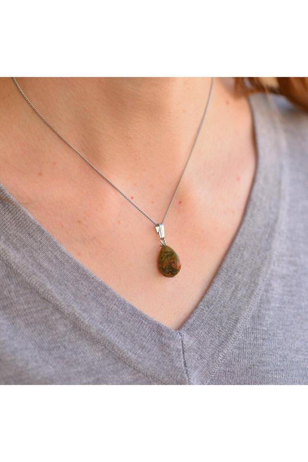 Sertifikalı Doğal Taş Damla Kesim Kolye - Image 1