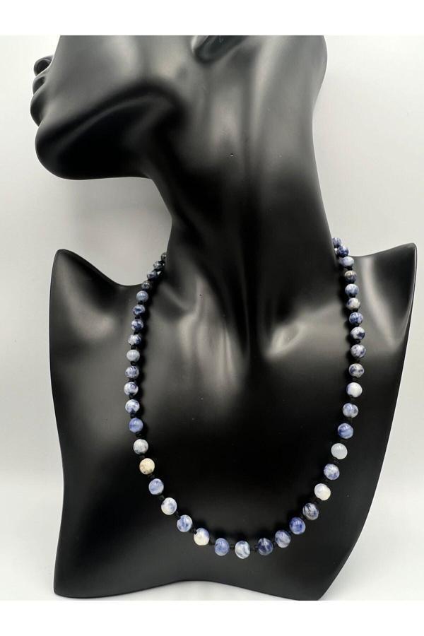 Sertifikalı Doğal Taş Sodalit Taşı Kolye Aaa Kalite 6mm - Image 1