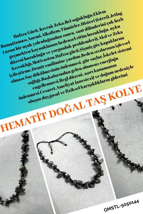 Sertifikalı Hematit Doğal Taş Tasarım Kolye - Image 1