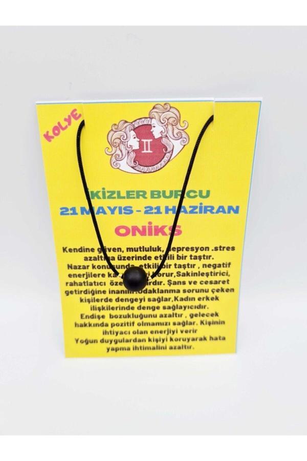 Sertifikalı Ikizler Burcu Oniks Taşı Doğal Taş Kolye - Image 1
