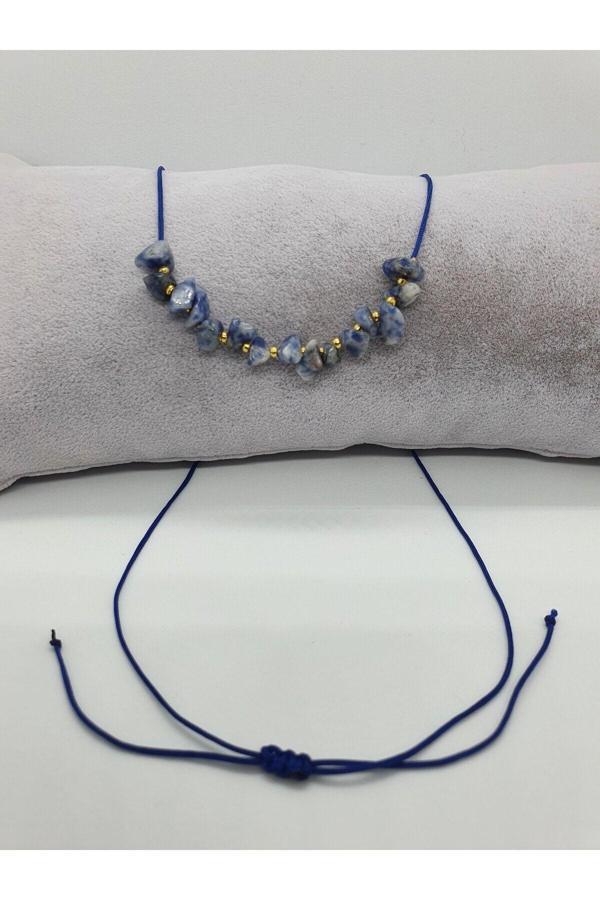 Sodalit Taşı Tasarım Kolye Ayarlanabilir Orijinal Doğal Taş Çok Fonksiyonlu Kolye - Image 1