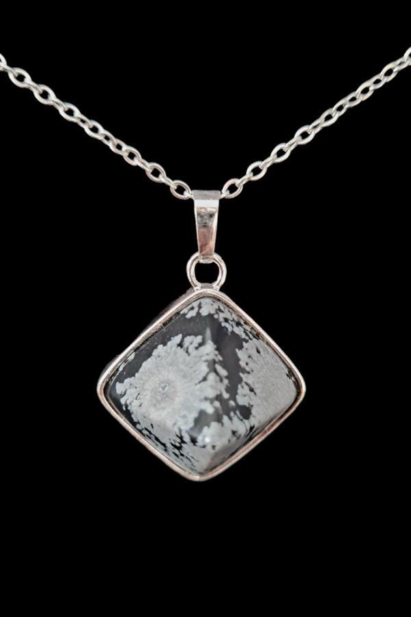 Obsidyen Doğal Taş Kolye Piramit Özel Kesim - Image 1