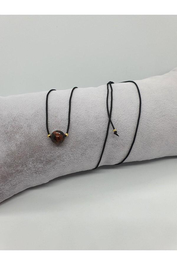 Obsidyen Taşı Kolye Ayarlanabilir Orijinal Doğal Taş Çok Fonksiyonlu Kolye - Image 1