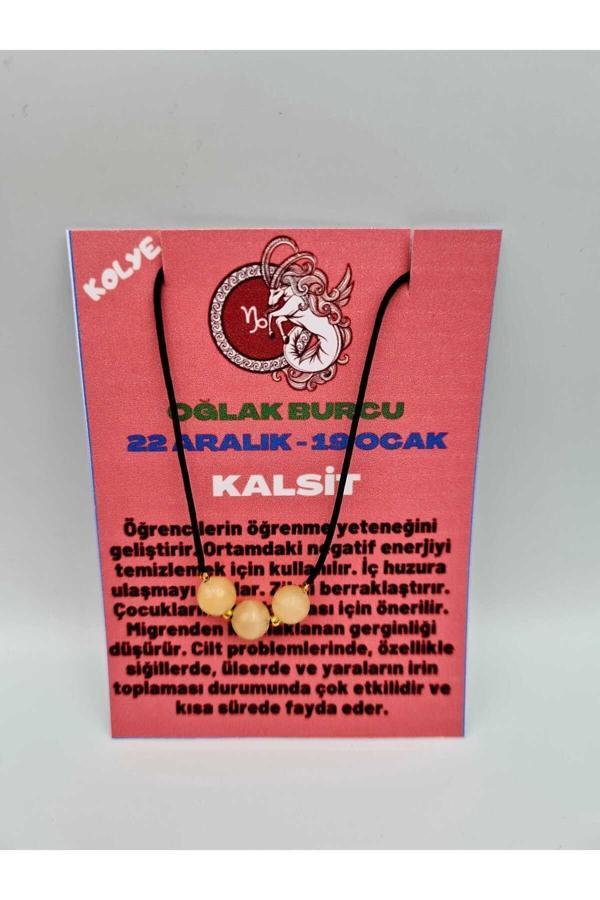 Oğlak Burcu Kalsit Taşı Doğal Taş Kolye - Image 1