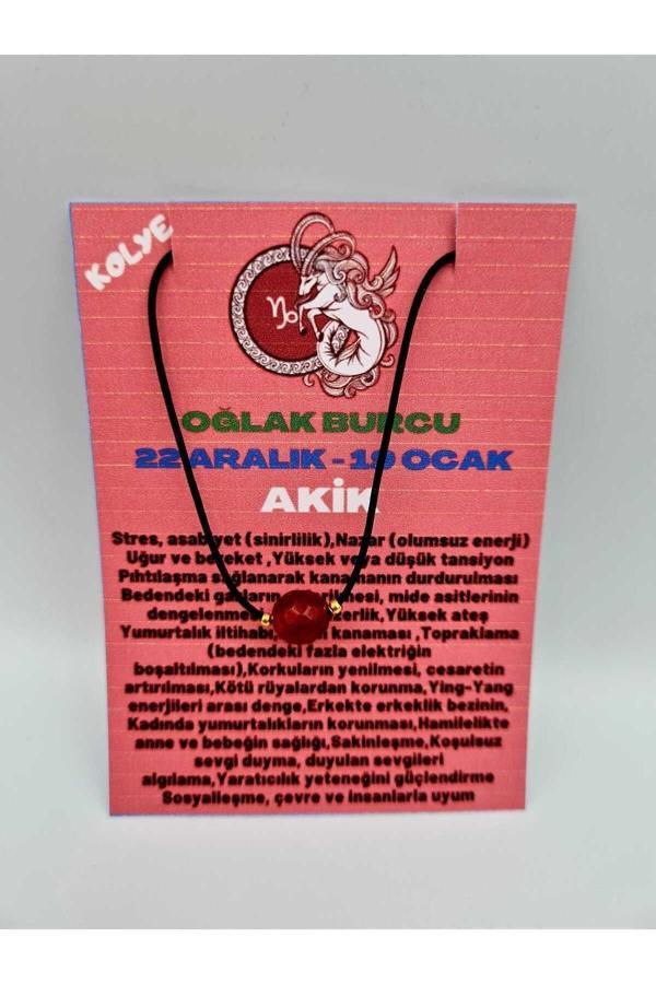 Oğlak Burcu Turuncu Akik Taşı Doğal Taş Kolye - Image 1