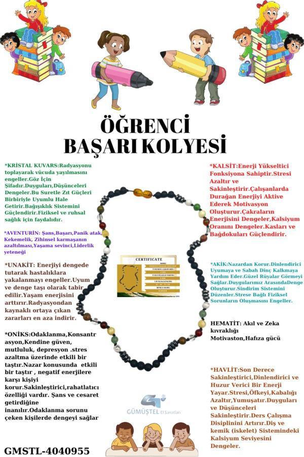 Öğrenci Başarı Kolyesi Oniks,hematit,unakit, Kristal Kuvars,akik,kalsit,aventurin,havlit Kolye - Image 1