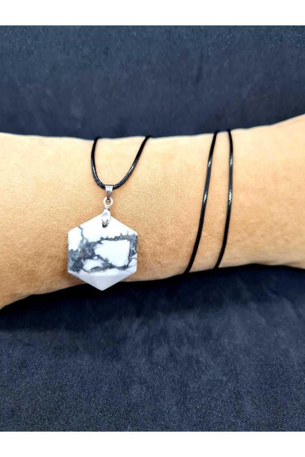 Doğal Taş Havlit Kolye Hekzagonal Kesim - Image 1