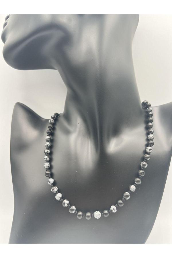 Doğal Taş Obsidyen Taşı Kolye AAA Kalite 6mm - Image 1