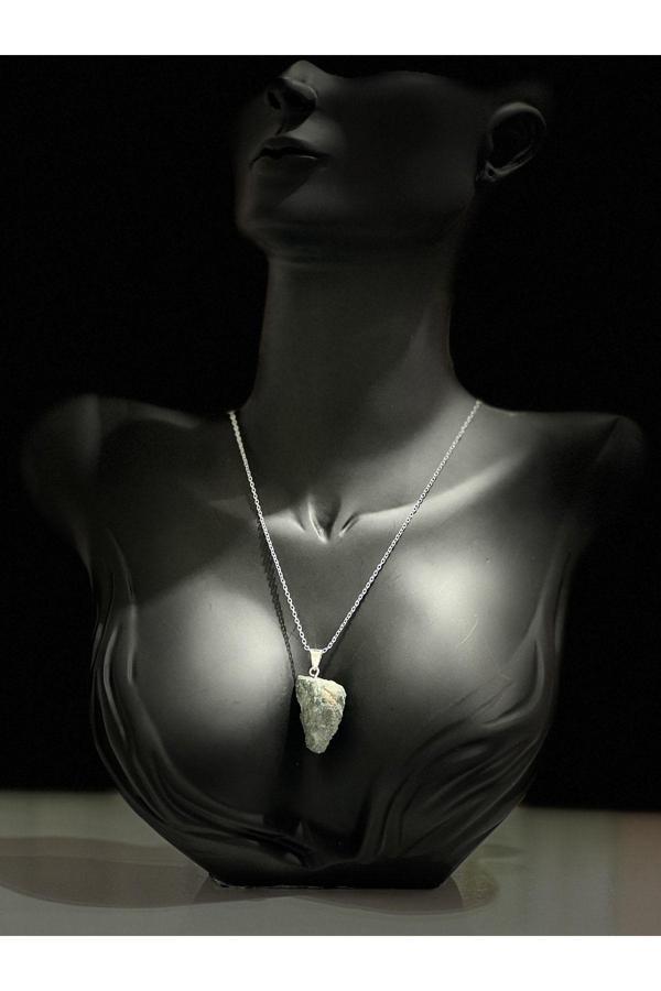 Orijinal İşlenmemiş Doğal Taş Moss Agate Kolye - Image 1