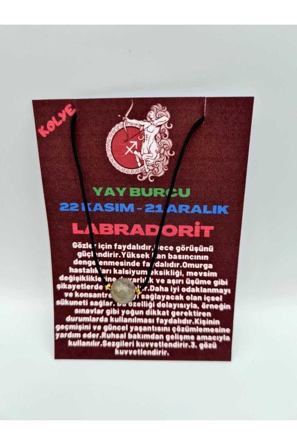 Yay Burcu Labradorit Taşı Doğal Taş Kolye - Image 1