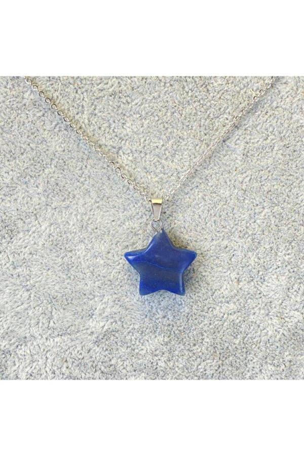 Sertifikalı Lapis Lazuli Doğal Taş Yıldız Kesim Kolye - Image 1