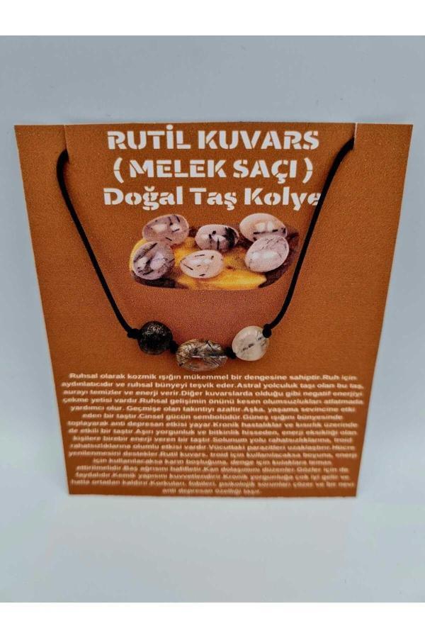Doğal Taş Rutil Kuvars (Melek Saçı) Taşı Kolye Orijinal Doğal Taş - Image 1