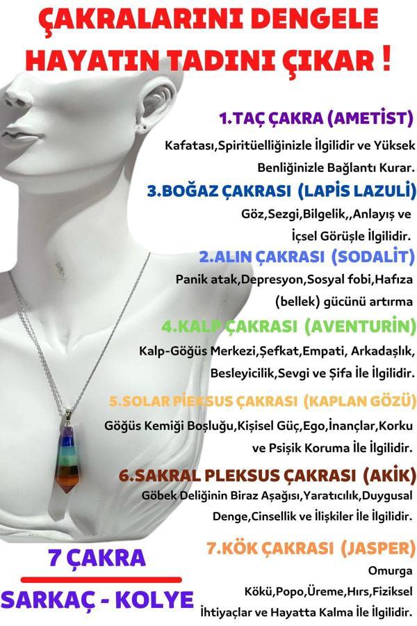 Pandül Kesim 7 Çakra Doğal Taş Kadın Kolye - Image 1