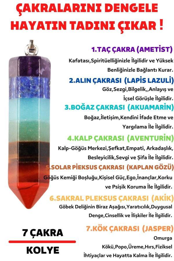 Pandül Kesim 7 Çakra Doğal Taş Kadın Kolye - Image 1