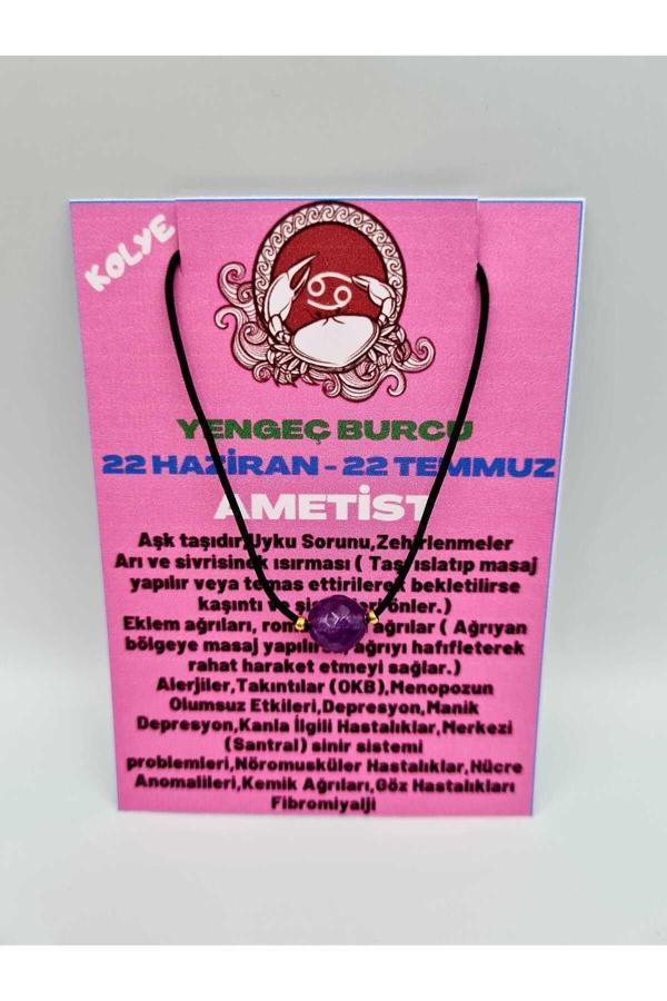 Yengeç Burcu Ametist Taşı Doğal Taş Kolye - Image 1