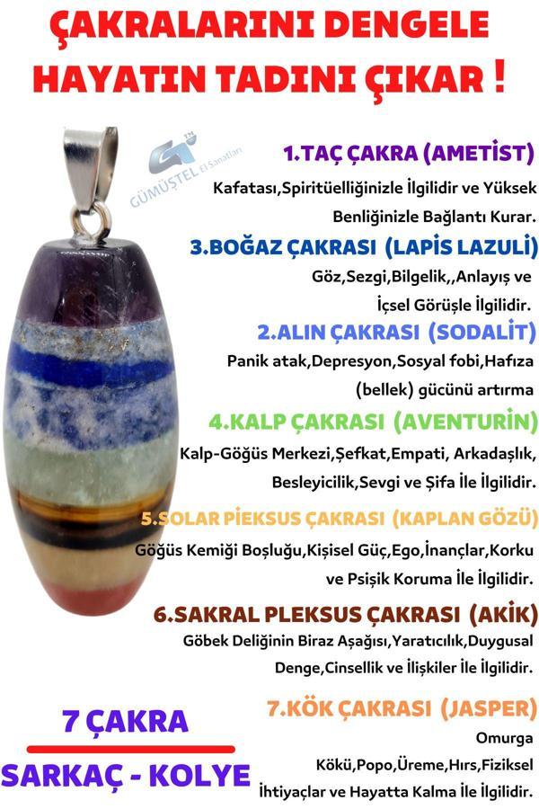 Pandül Kesim Özel Fıçı Model 7 Çakra Doğal Taş Kadın Kolye - Image 1