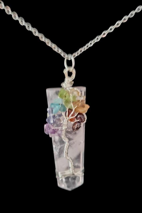 Pembe Kuvars & 7 Çakra Doğal Taş Kolye - Image 1