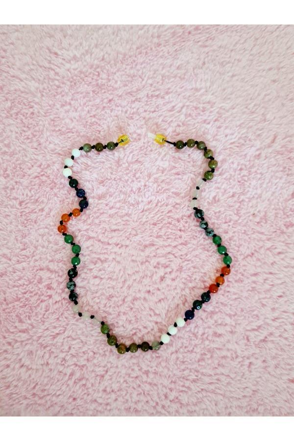 Doğal Taş Tasarım Kolye Labradorit,Aytaşı,Azurit,Akik,Yeşim,Obsidyen,Pembe Kuvars,Unakit - Image 1