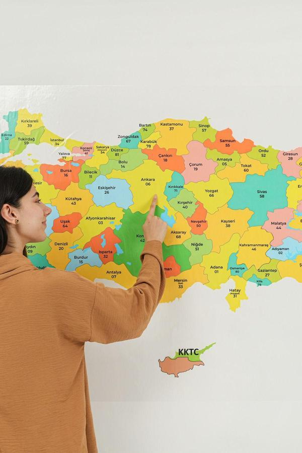 Tutturx Türkiye Haritası Renkli Özel Baskı 150X87Cm - Image 1