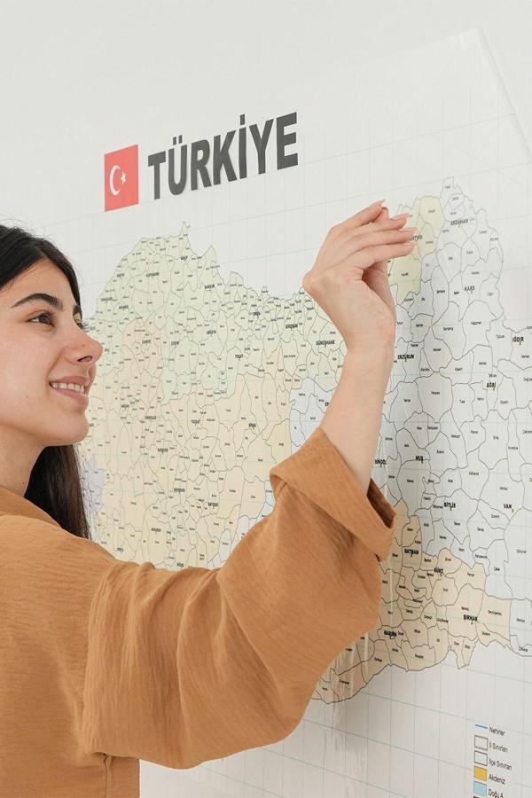 Tutturx Türkiye Haritası Il-İlçeler Haritası 70X150Cm - Image 1