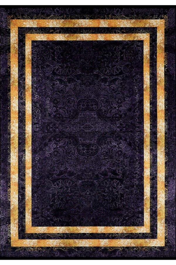 Halinet Kamenskuralski Mor Çerçeveli Polyester Dijital Baskı Halı - Image 1