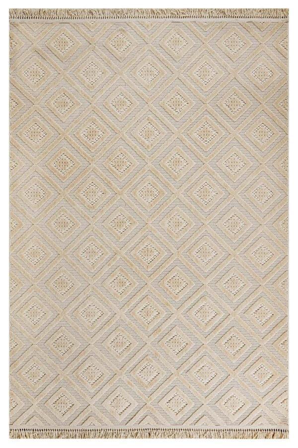 Bespoky Milkvetch Bej Geometrik Pamuk Makine Halısı - Image 1