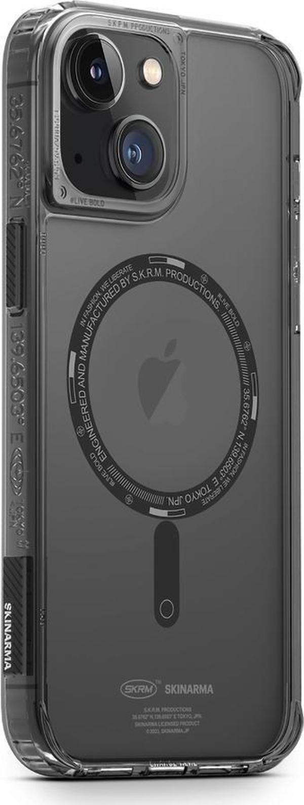 Skinarma iPhone 14 Plus Uyumlu Orjinal Lisanslı Kılıf Şeffaf Airbag Tasarımlı Magsafe Şarj Saido Kapak - Image 1