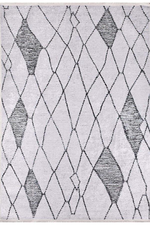 Halinet Kamensksahtinski Siyah Geometrik Polyester Dijital Baskı Halı - Image 1