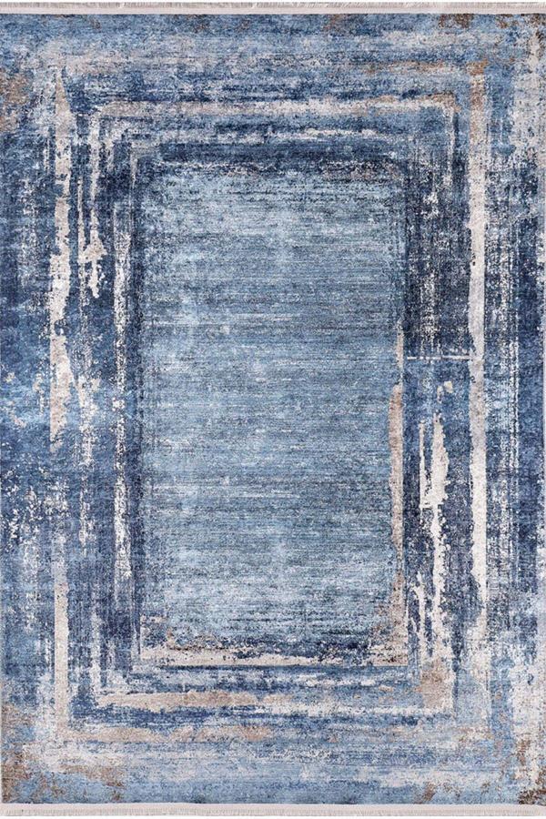 Halinet Vyazma Mavi Modern Polyester Dijital Baskı Halı - Image 1