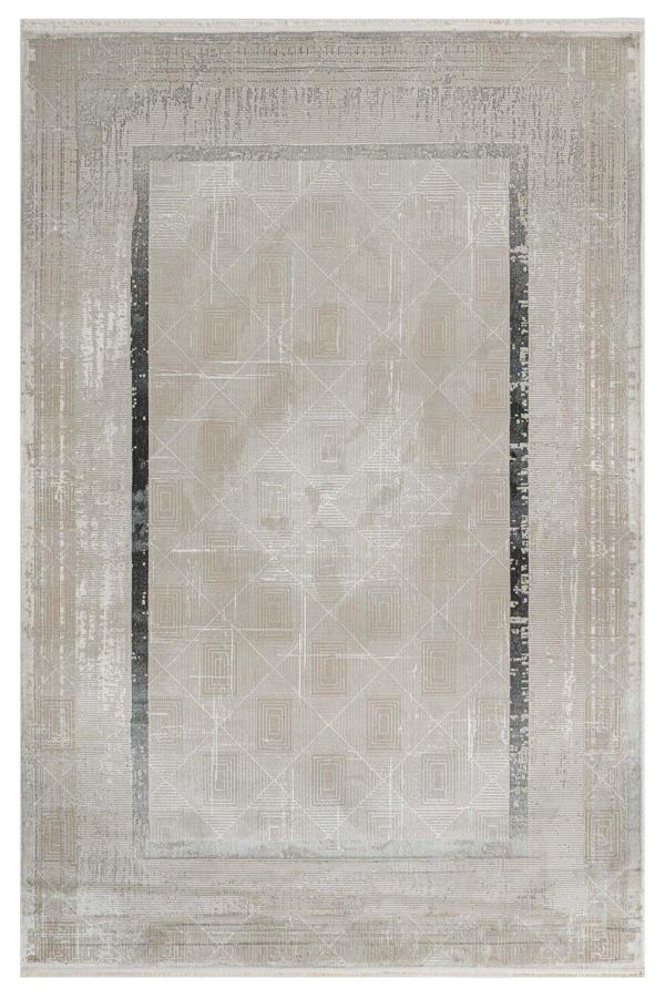 Halinet Maja Gri Çerçeveli Mikrofiber Makine Halısı - Image 1