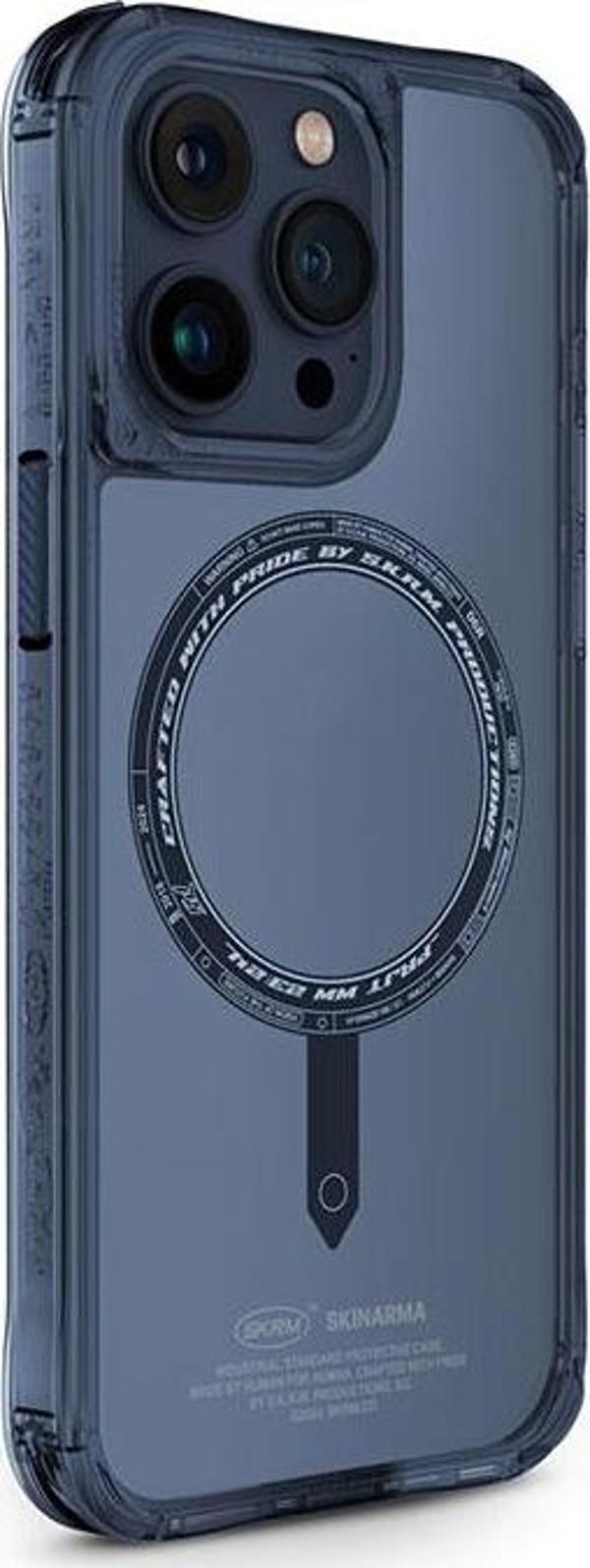 Skinarma iPhone 15 Pro Max Uyumlu Kılıf Airbag Tasarımlı Magsafe Şarj Özellikli Saido Kapak Mavi - Image 1