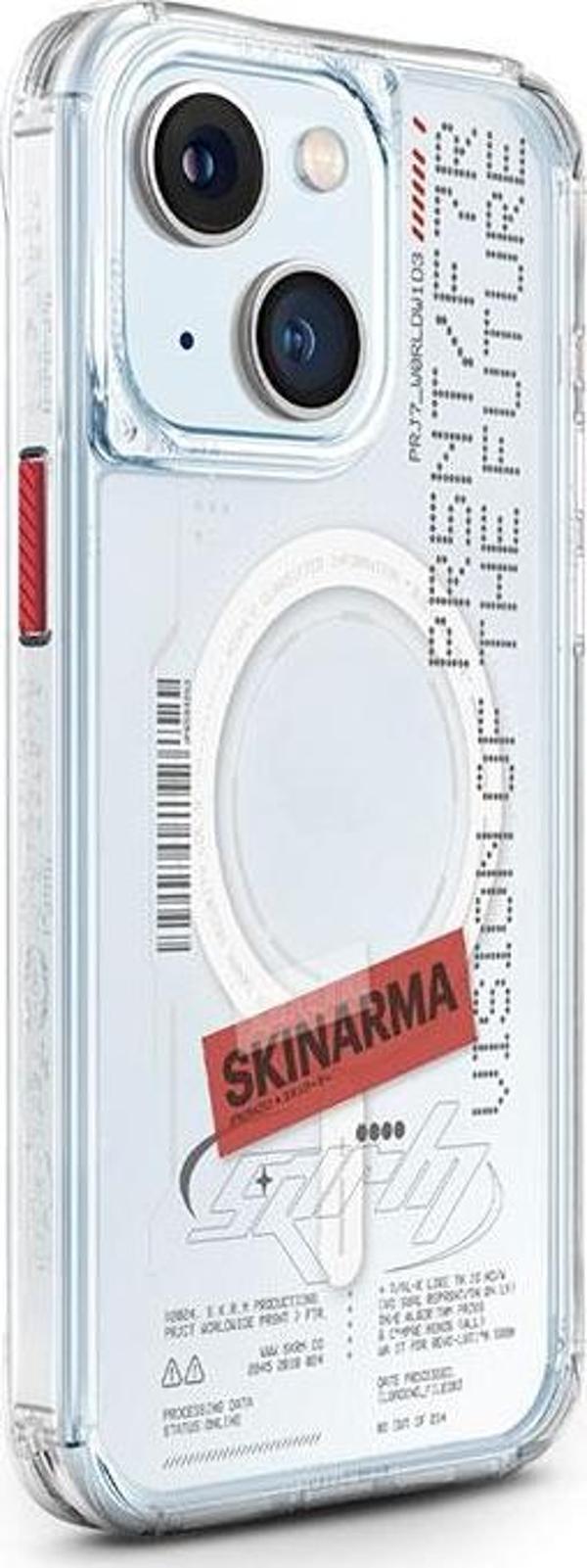 Skinarma iPhone 15 Uyumlu Kılıf Magsafe Şarj Özellikli Yazı Desenli Airbagli Orion Kapak Şeffaf - Image 1