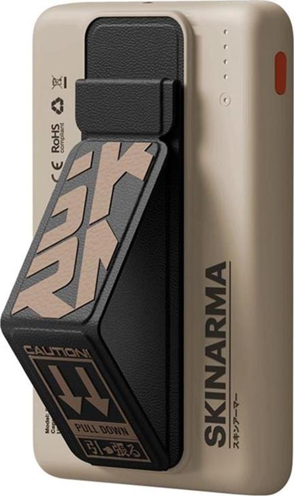 Skinarma Magsafe Powerbank Orijinal Spunk Wireless Şarj ve PD Hızlı Şarj Özellikli 15W 5000mAh Krem - Image 1