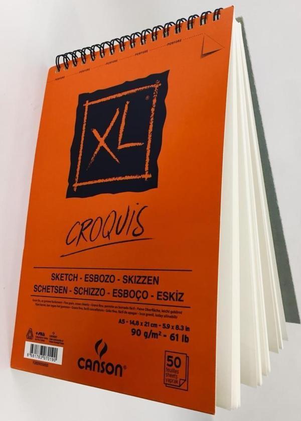 Canson A5 Croquis Xl Eskiz Defteri 90Gr Üst Spiralli 50 Yaprak (Resim Ve Çizim Defteri) - Image 1