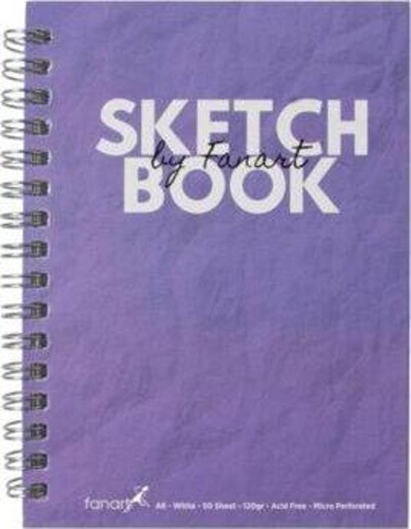 Fanart Academy Sketch Book Eskiz Çizim Defteri 120 Gr Spiralli 50 Yaprak A6 Mor - Image 1