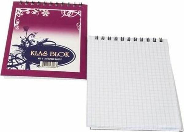 Klas Bloknot No:3 Kareli 36 Yaprak 24 Lü (1 Paket 24 Adet) - Image 1