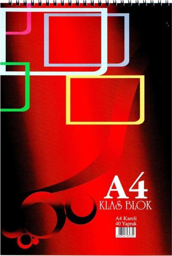 Klas Bloknot Spiralli A-4 Kareli 40 Yaprak 12 Li K0354 (1 Paket 12 Adet) - Image 1