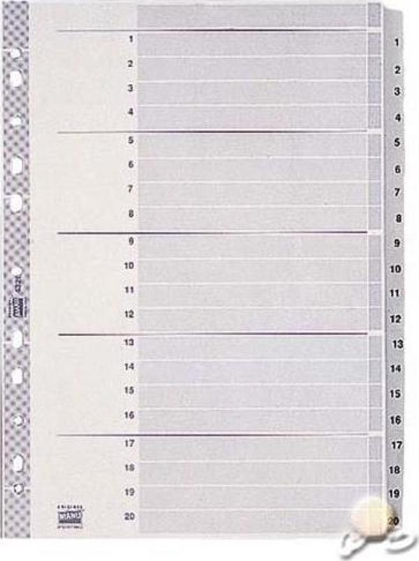 Esselte Seperatör Plastik 1-20 Rakamlı Gri 100107 - Image 1