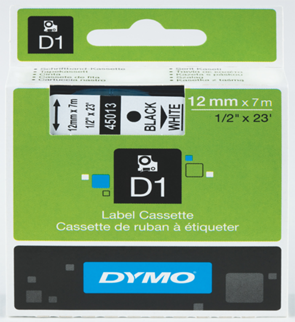 Dymo D1 Şerit 12X7 Mt Beyaz-Siyah 45013 S0720530 - Image 1