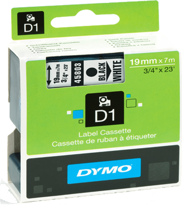 Dymo D1 Şerit 19X7 Mt Beyaz-Siyah 45803 S0720830  - Image 1