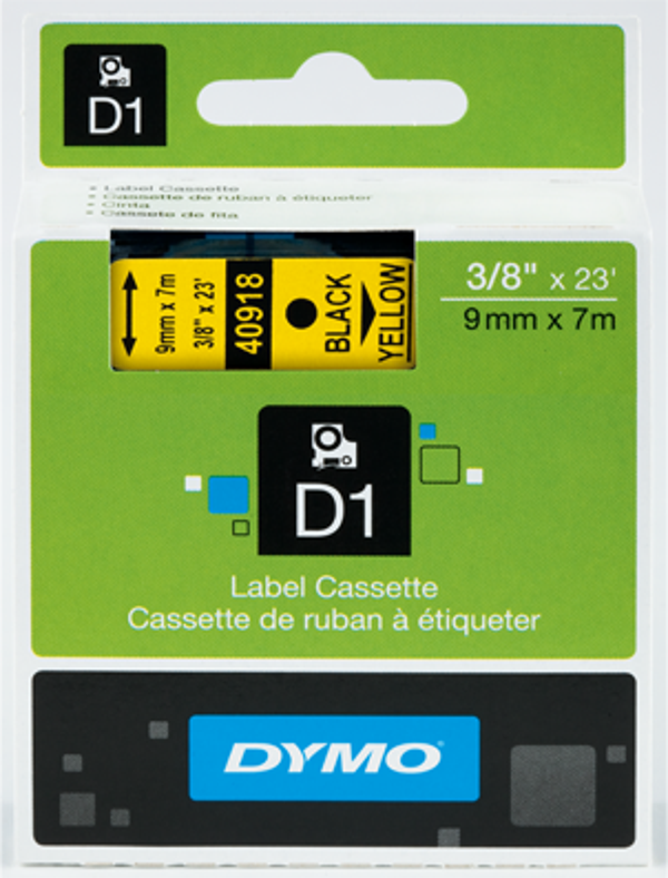 Dymo D1 Şerit 9X7 Mt Sarı-Siyah 40918 S0720730 - Image 1