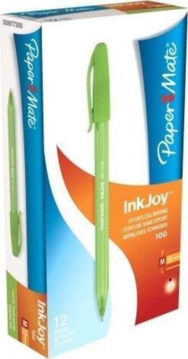 Papermate Inkjoy 100 Tükenmez Kalem M. Açık Yeşil S0977350 (12 Li Kutu) - Image 1