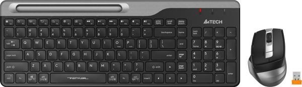 A4 Tech Fstyler Fb2535C Gri Bluetooth +2.4G Nano Fn Multimedya Şarjlı Kablosuz Klavye Mouse Set - Image 1