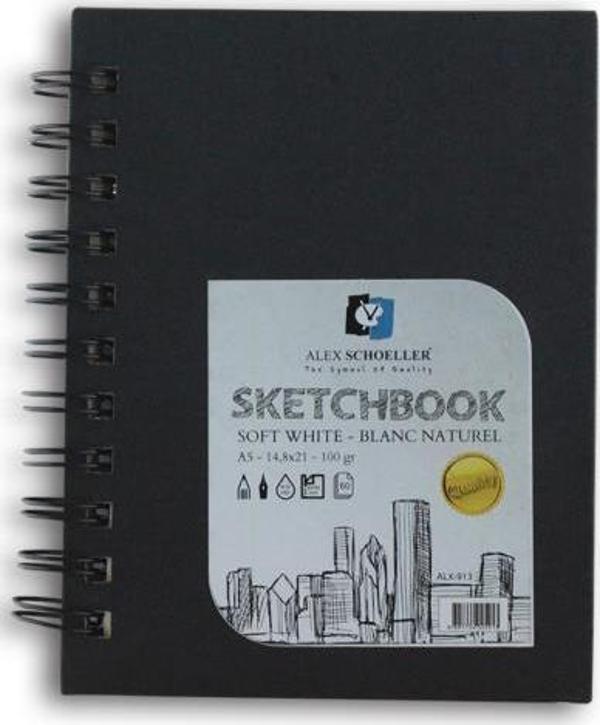 Alex Schoeller A-5 Spiralli Defter Plastik Kapak Siyah 60 Yaprak - Image 1