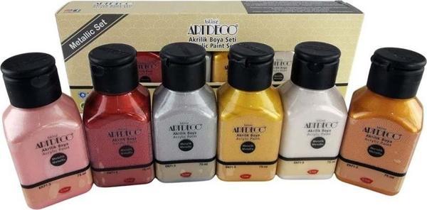 Artdeco Akrilik Boya 6X75 ML Set Metalik Renkler LV-Y-070I-AS3 - Image 1