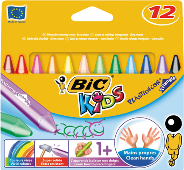 Bic Elleri Kirletmeyen Üçgen Mum Boya 12 Renk 829773 - Image 1