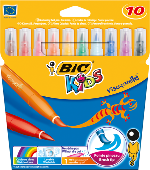 Bic Visa Fırça Uçlu Keçeli Kalem 10 Renk 828964 - Image 1
