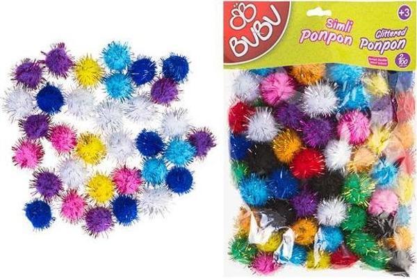 Bu-Bu Ponpon Simli 2 Cm Karma 10X15 BUBU00112 (100 Lü Paket) - Image 1